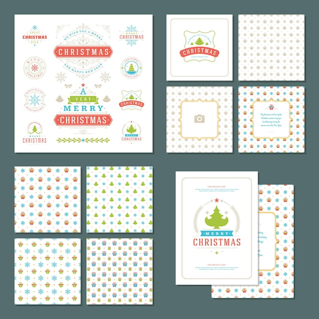 Etiquetas navideñas e insignias conjunto de elementos de diseño vectorial