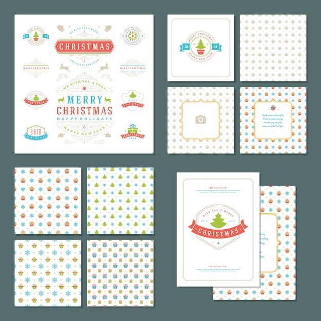 Etiquetas navideñas e insignias conjunto de elementos de diseño vectorial