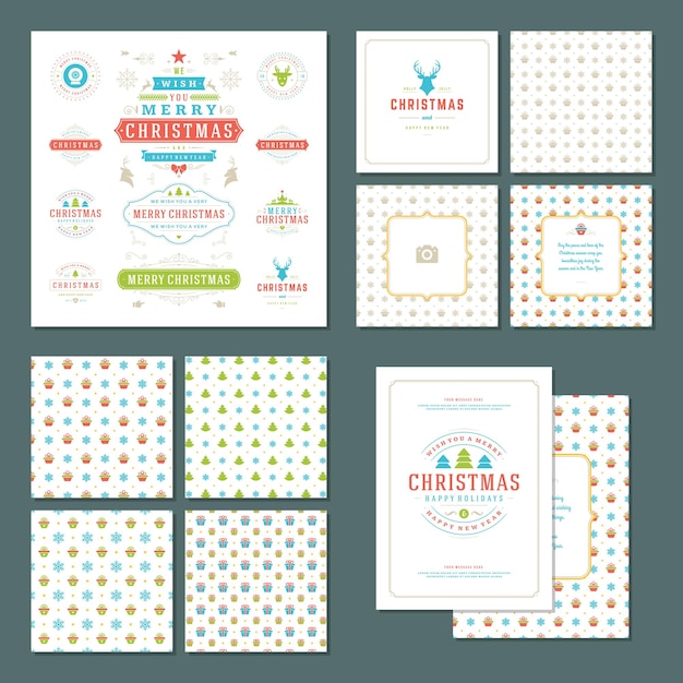 Etiquetas navideñas e insignias conjunto de elementos de diseño vectorial