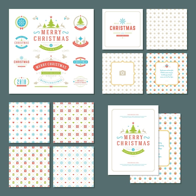 Etiquetas navideñas e insignias conjunto de elementos de diseño vectorial