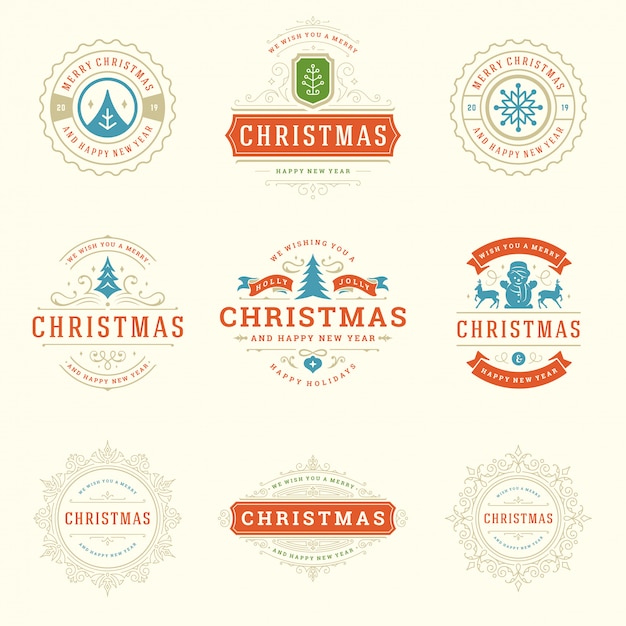 Etiquetas navideñas e insignias