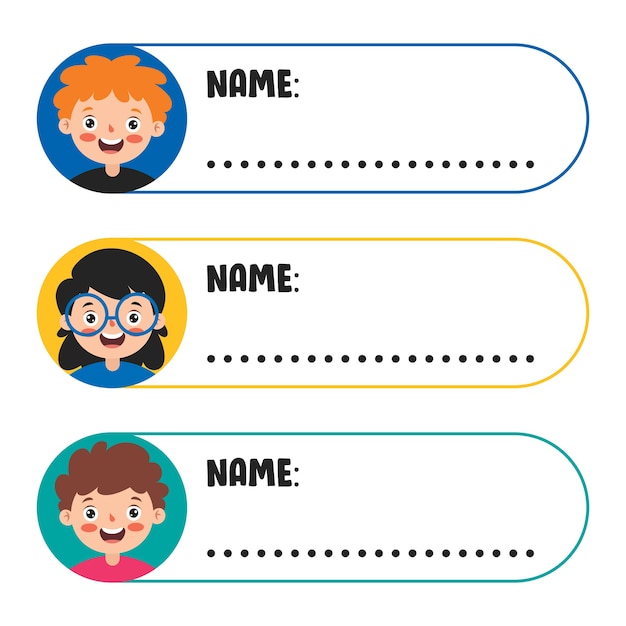 Etiquetas de nombre para niños en edad escolar