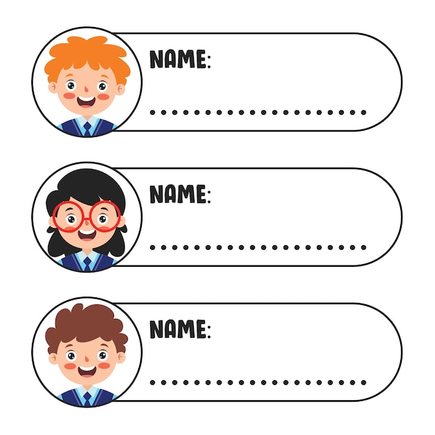 Etiquetas de nombre para niños en edad escolar