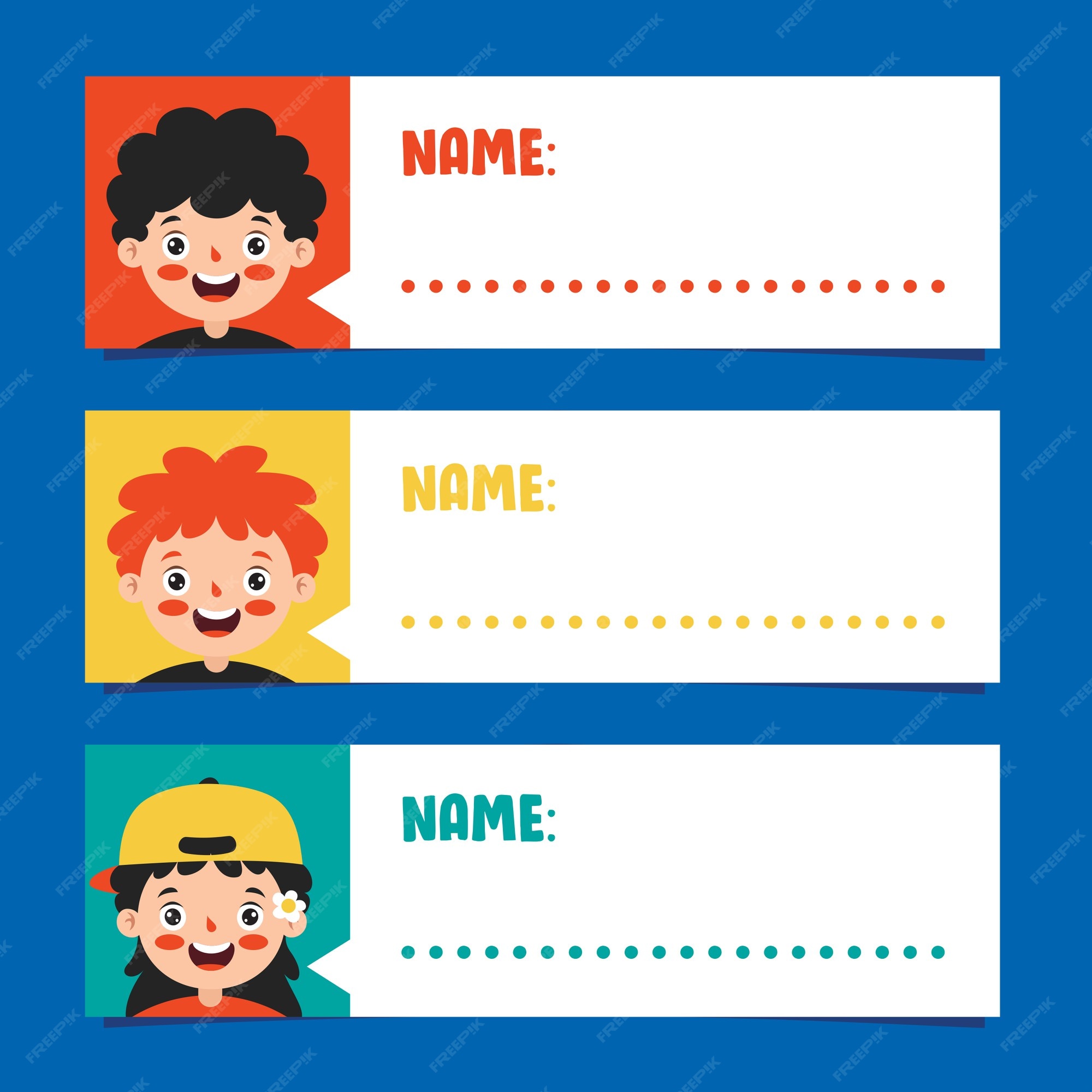 Etiquetas nombre para niños edad escolar | Vector Premium