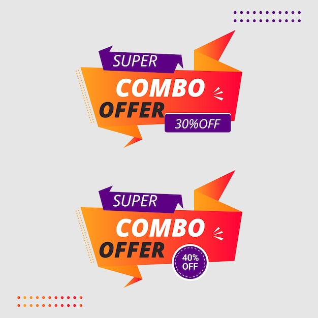 Etiquetas de ofertas combinadas y banner promocional de ofertas combinados
