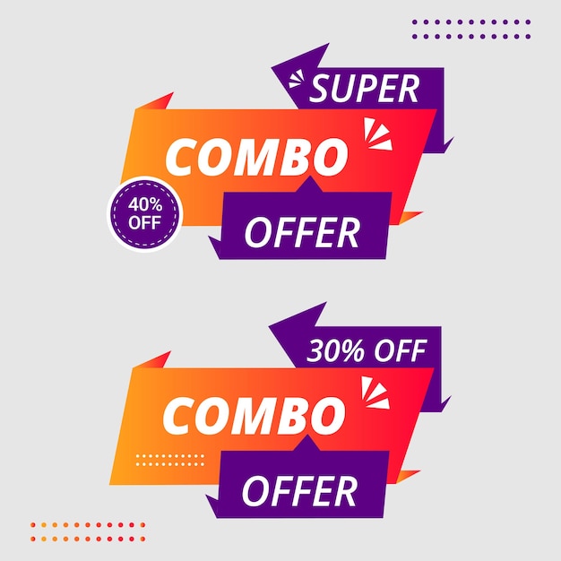 Etiquetas de ofertas combinadas y banner promocional de ofertas combinados