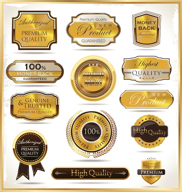 Vector etiquetas de oro de lujo