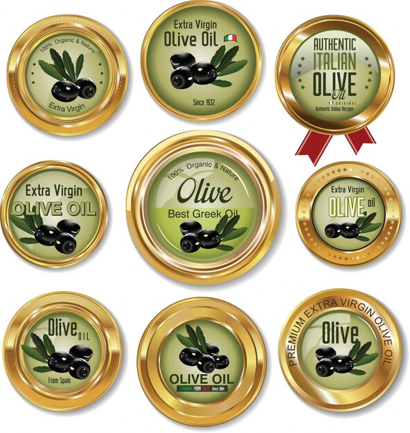 Etiquetas de oro oliva