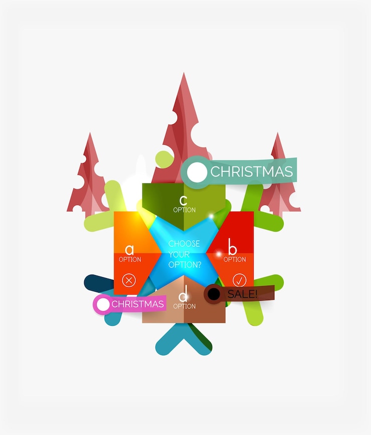 Vector etiquetas de papel para el año nuevo y la navidad