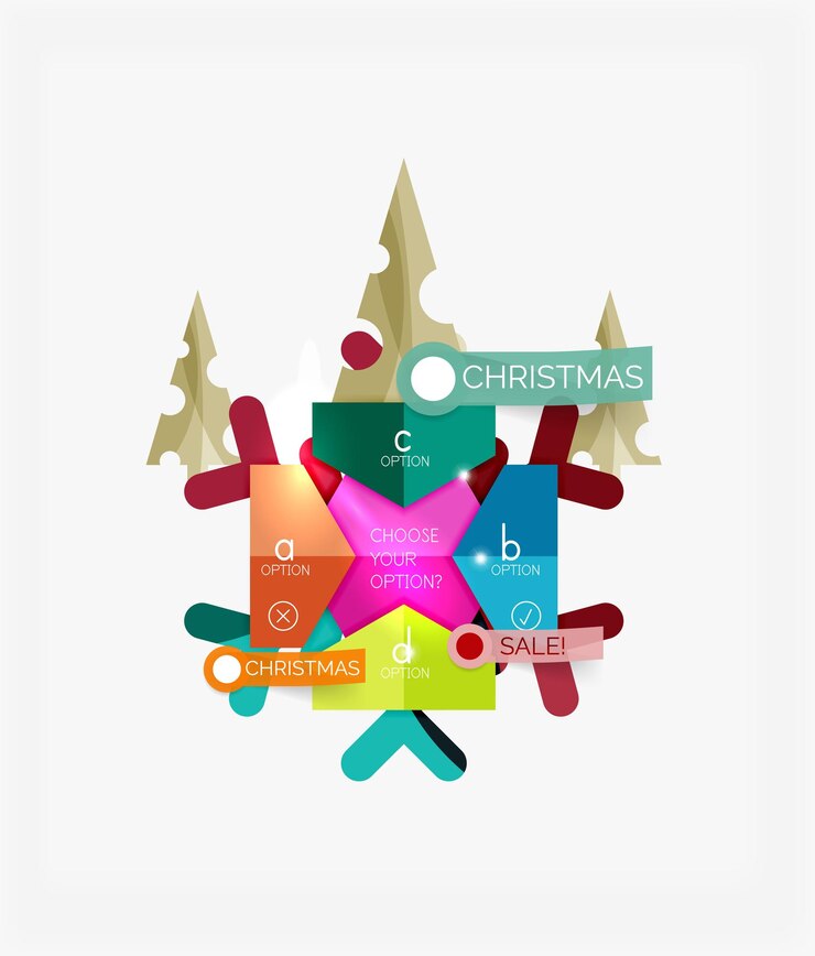Vector etiquetas de papel para el año nuevo y la navidad