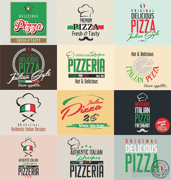 Vector etiquetas de pizza