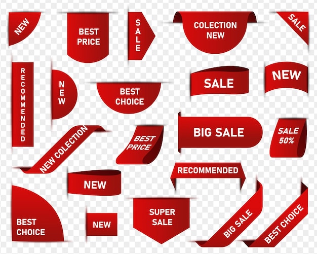 Etiquetas de precio vector colección cinta venta banners mejor opción orden ahora oferta especial nuevo aislado