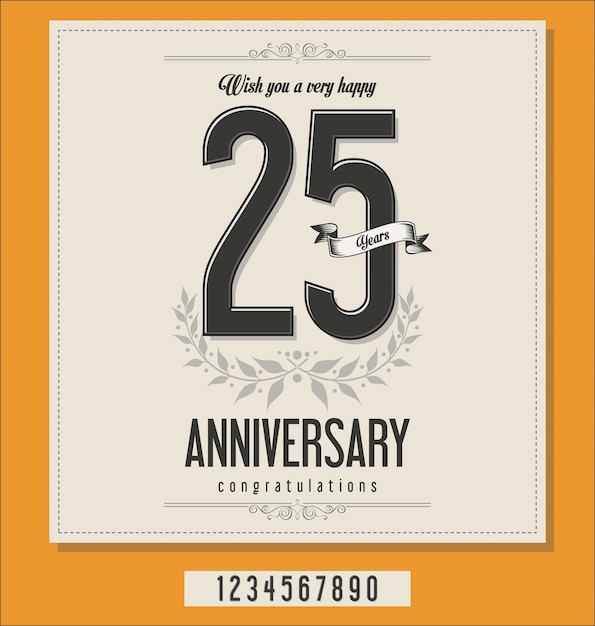 Etiquetas retro de aniversario