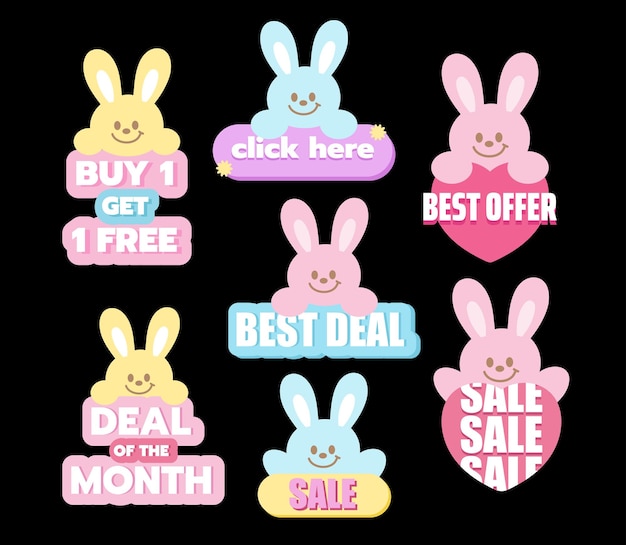Etiquetas de venta con conejo para la campaña de promoción de la plantilla de anuncio de las redes sociales de impresión de ofertas de Pascua