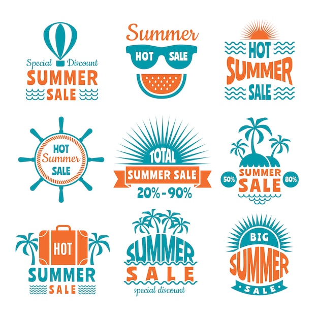 Etiquetas de venta de verano o conjunto de logotipo