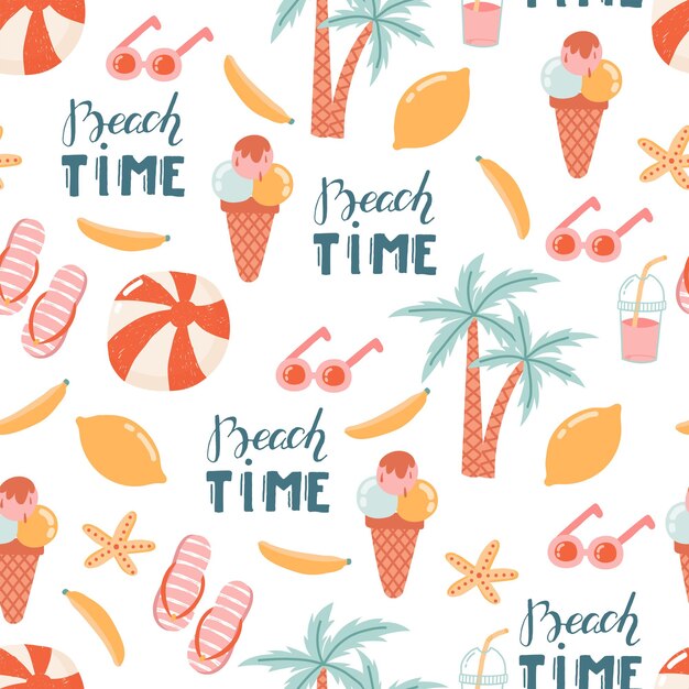Etiquetas de verano, logotipos, etiquetas dibujadas a mano y elementos para vacaciones de verano, viajes, vacaciones en la playa, sol. Ilustración vectorial.