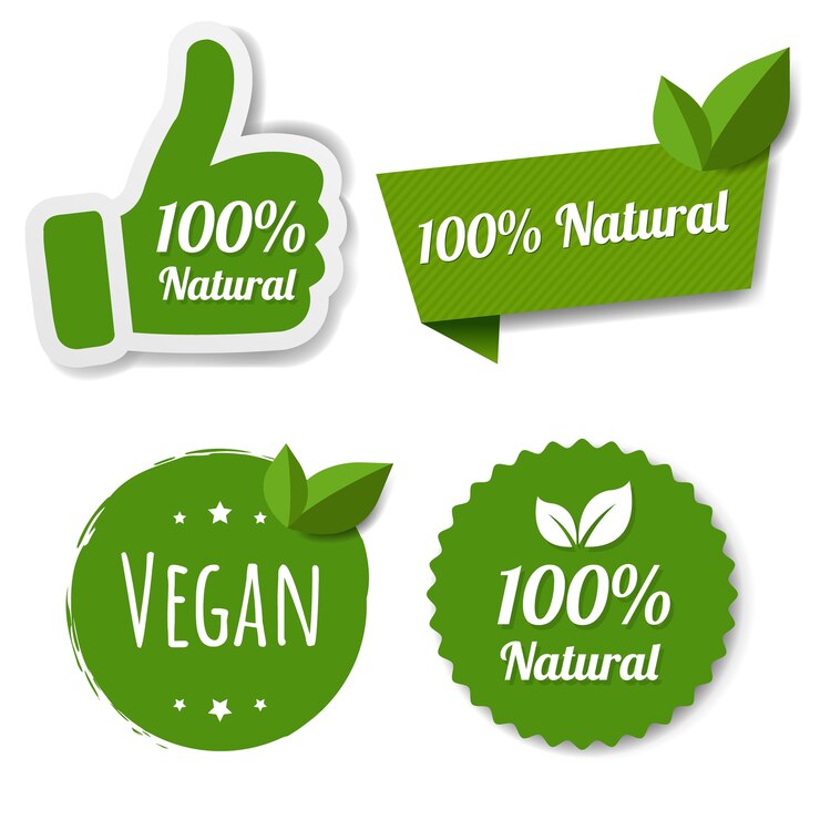 Vector etiquetas verdes naturales con hojas