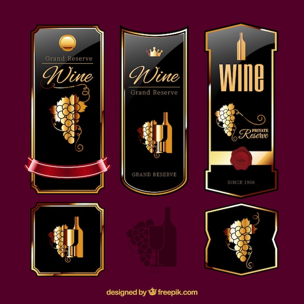 Vector etiquetas de vino elegantes