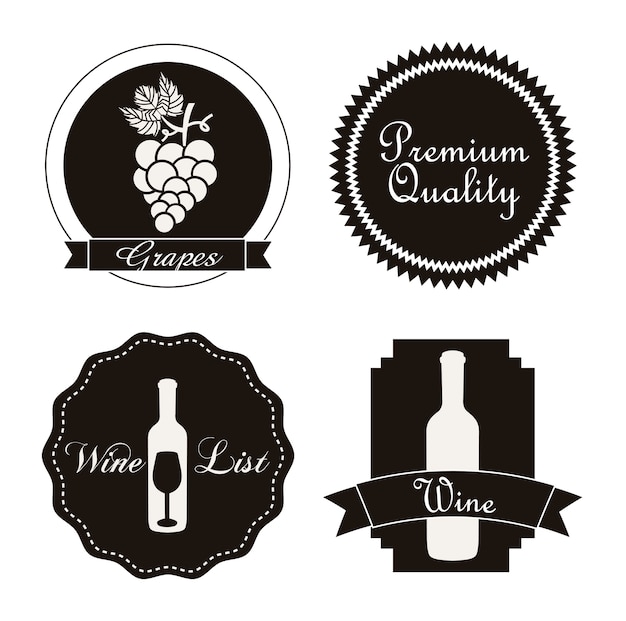 Etiquetas de vino sobre fondo blanco ilustración vectorial