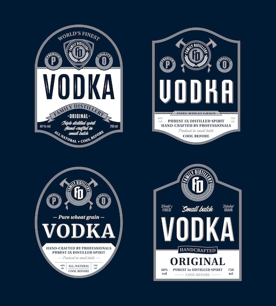 Etiquetas de vodka vectoriales