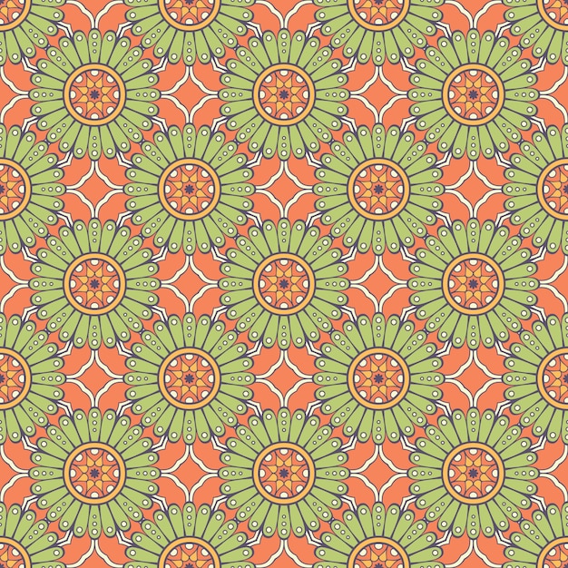 Étnica patrón floral sin fisuras con mandalas