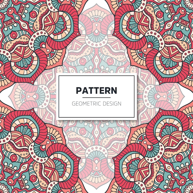 Étnica patrón floral sin fisuras con mandalas