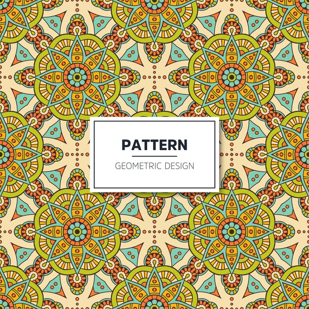 Étnica patrón floral sin fisuras con mandalas