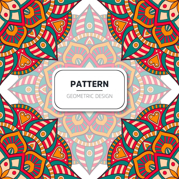 Étnica patrón floral sin fisuras con mandalas