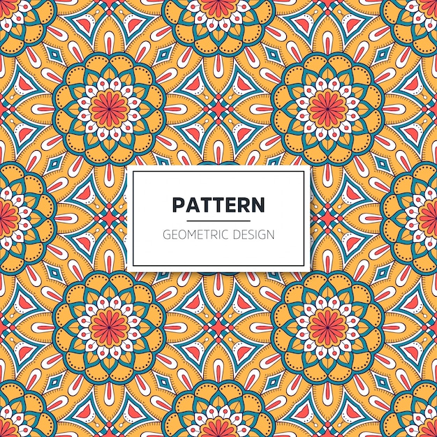 Étnica patrón floral sin fisuras con mandalas