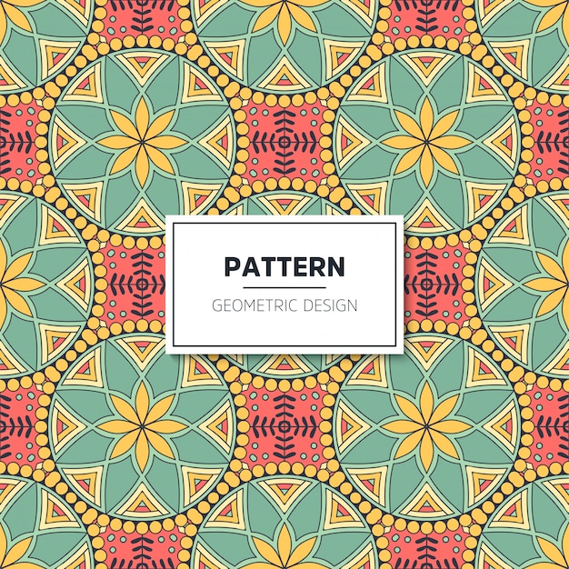 Étnica patrón floral sin fisuras con mandalas