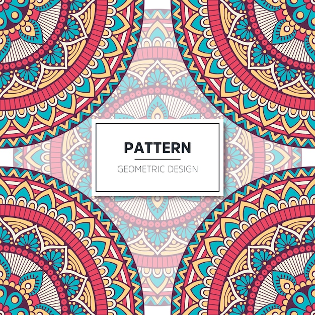 Étnica patrón floral sin fisuras con mandalas
