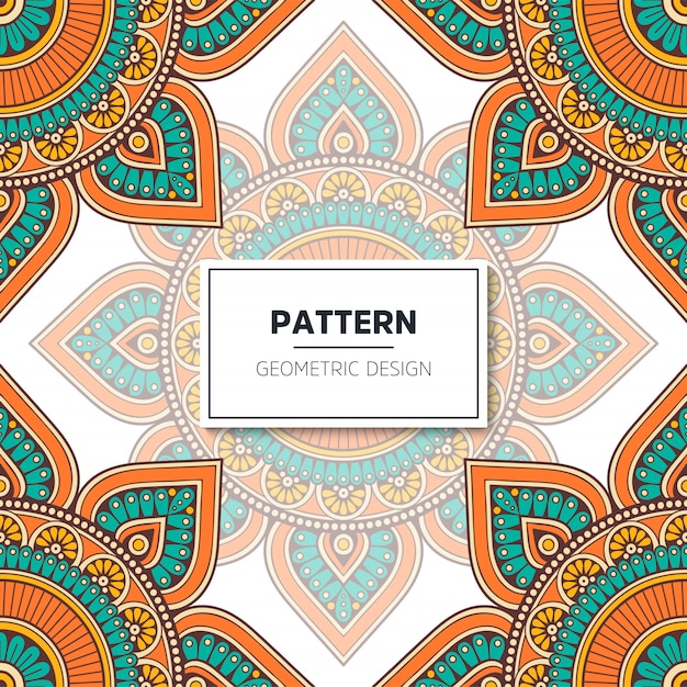 Étnica patrón floral sin fisuras con mandalas