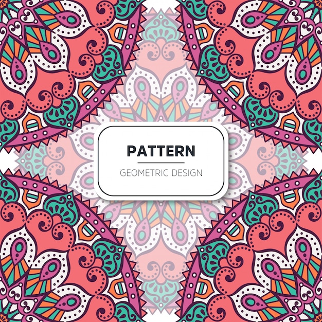 Étnica patrón floral sin fisuras con mandalas