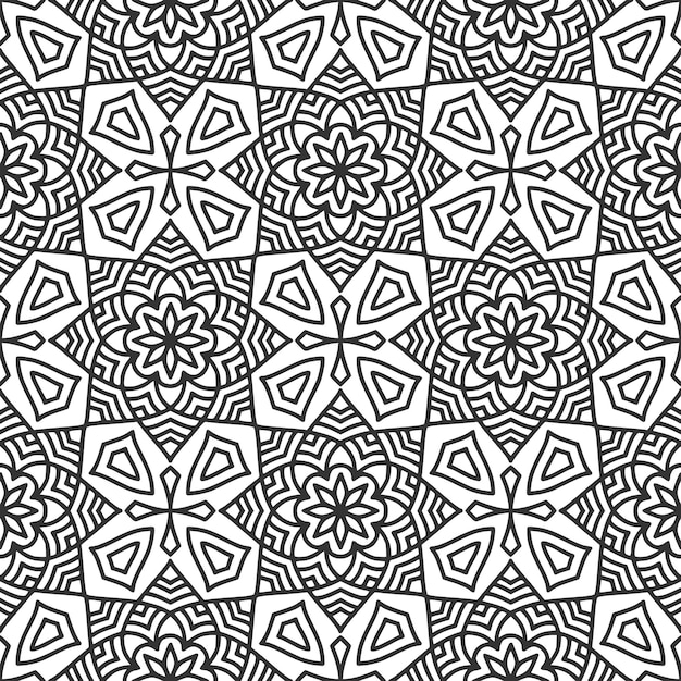 Étnica patrón floral sin fisuras con mandalas