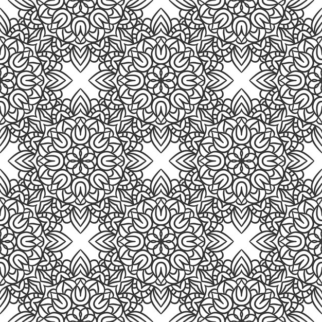 Étnica patrón floral sin fisuras con mandalas