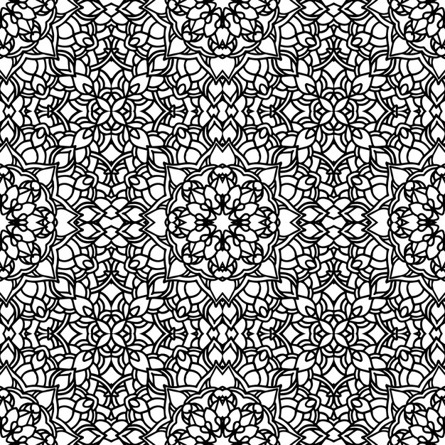 Étnica patrón floral sin fisuras con mandalas