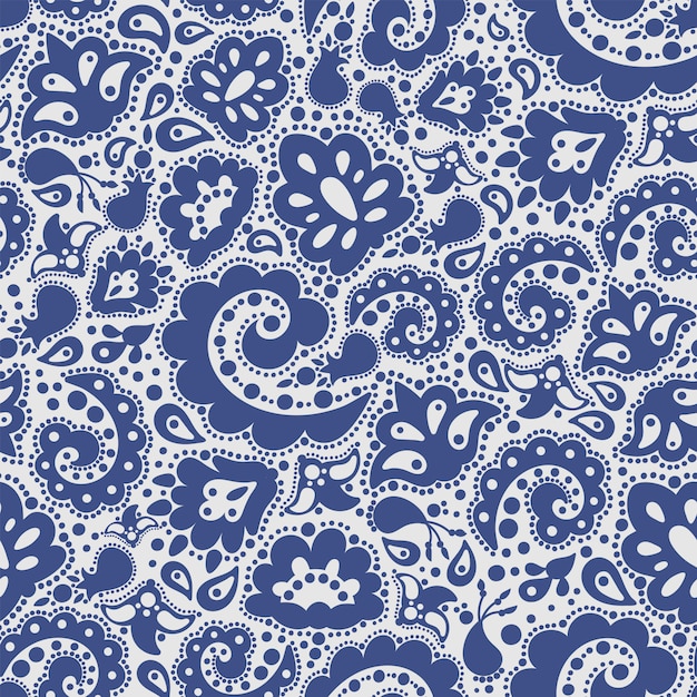 Étnico Azul Ilustración Oriental Sin Patrón