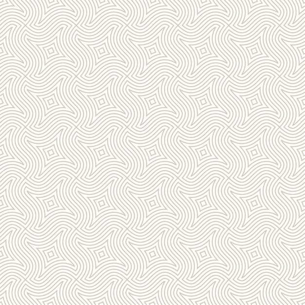 Étnico oriental lineal de patrones sin fisuras Vector Vintage fondo abstracto blanco. Tejiendo finas líneas curvas elegante fondo de pantalla sin fin. Patrón repetitivo de ornamento decorativo. Textura geométrica sutil