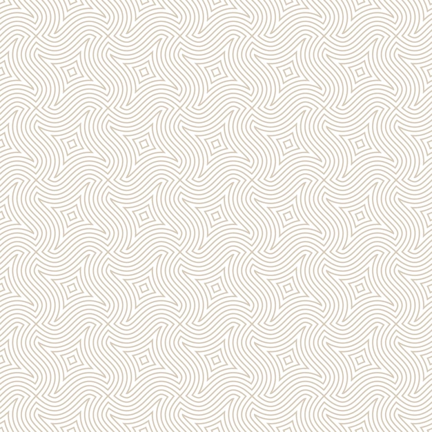 Étnico oriental lineal de patrones sin fisuras Vector Vintage fondo abstracto blanco. Tejiendo finas líneas curvas elegante fondo de pantalla sin fin. Patrón repetitivo de ornamento decorativo. Textura geométrica sutil