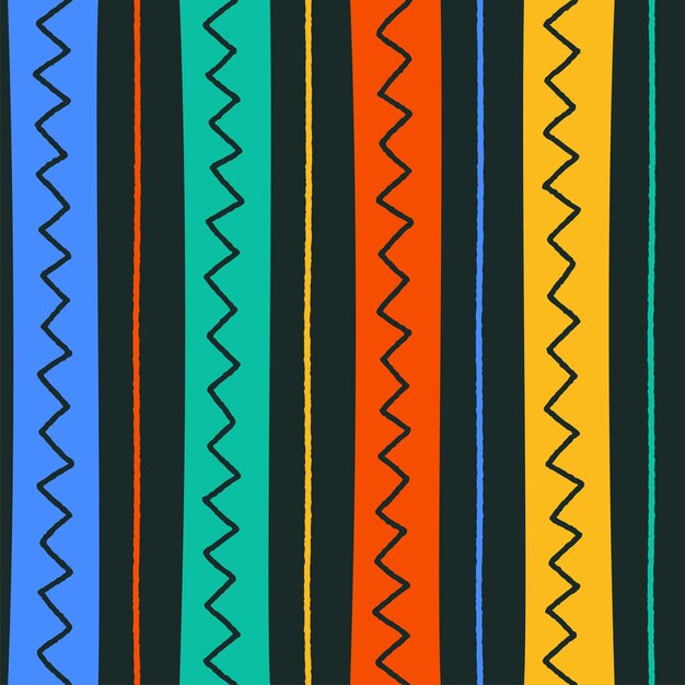 Étnico Tribal Geométrico Boho Patrón de textura africana Línea en zigzag Raya vertical Impresión en color Textil