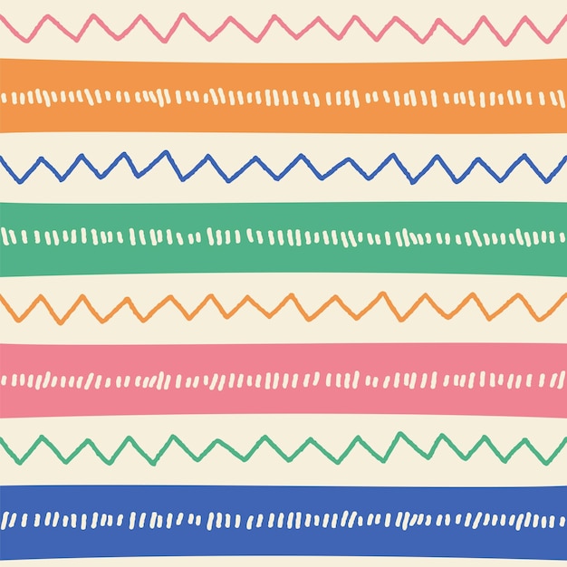 Étnico Tribal Geométrico Folk Indio Escandinavo Gitano Mexicano Boho Africano Ornamento Textura Patrón sin costura Zigzag Línea de puntos Rayas horizontales Color Impresión Textiles Fondo Vector Ilustración