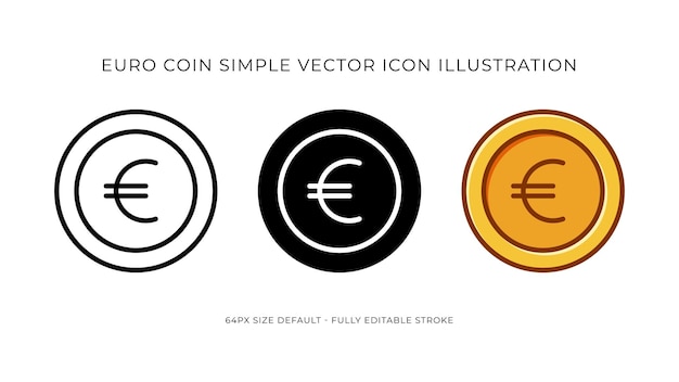 Euro Moneda Simple Vector Icono Ilustración