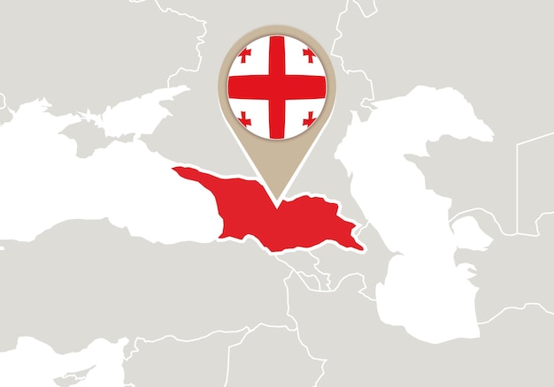 Vector europa con el mapa y la bandera de georgia resaltados