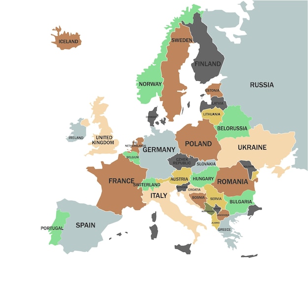 Vector europa mapa político de europa