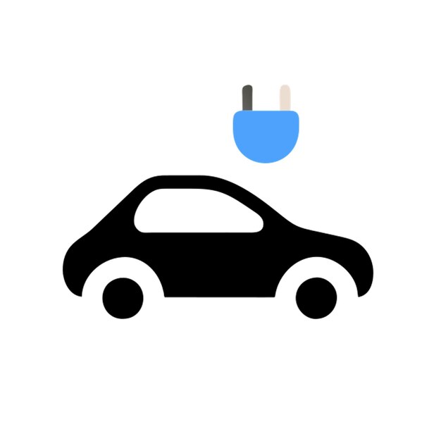 Ev coche cargado con fuente de alimentación icono de enchufe de color formas gradiente