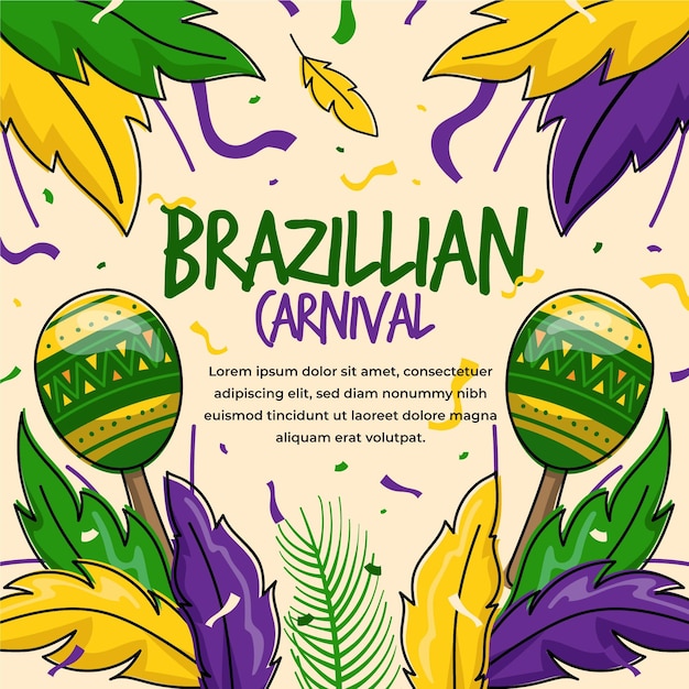 Vector evento de carnaval brasileño con ilustración de elementos festivos