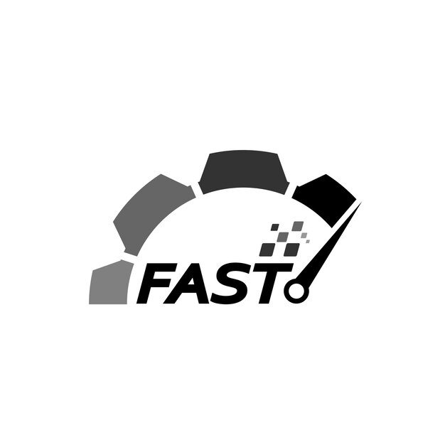 Evento de carreras de logo de vector de velocidad con los elementos principales del velocímetro de modificación