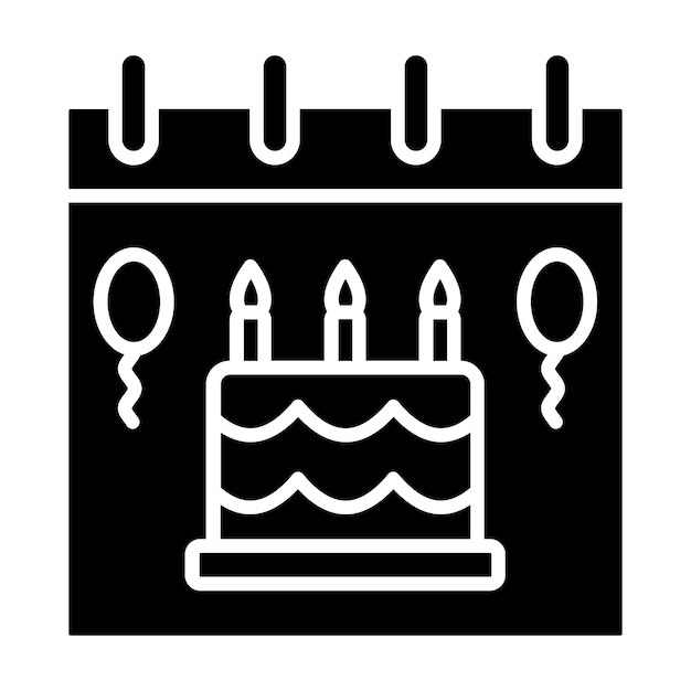 Evento de cumpleaños Glyph Ilustración en negro sólido