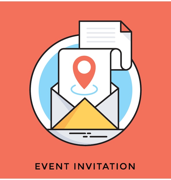 Evento invitación plana vector icono