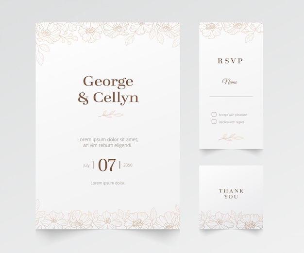 Evento minimalista moderno e invitación de boda